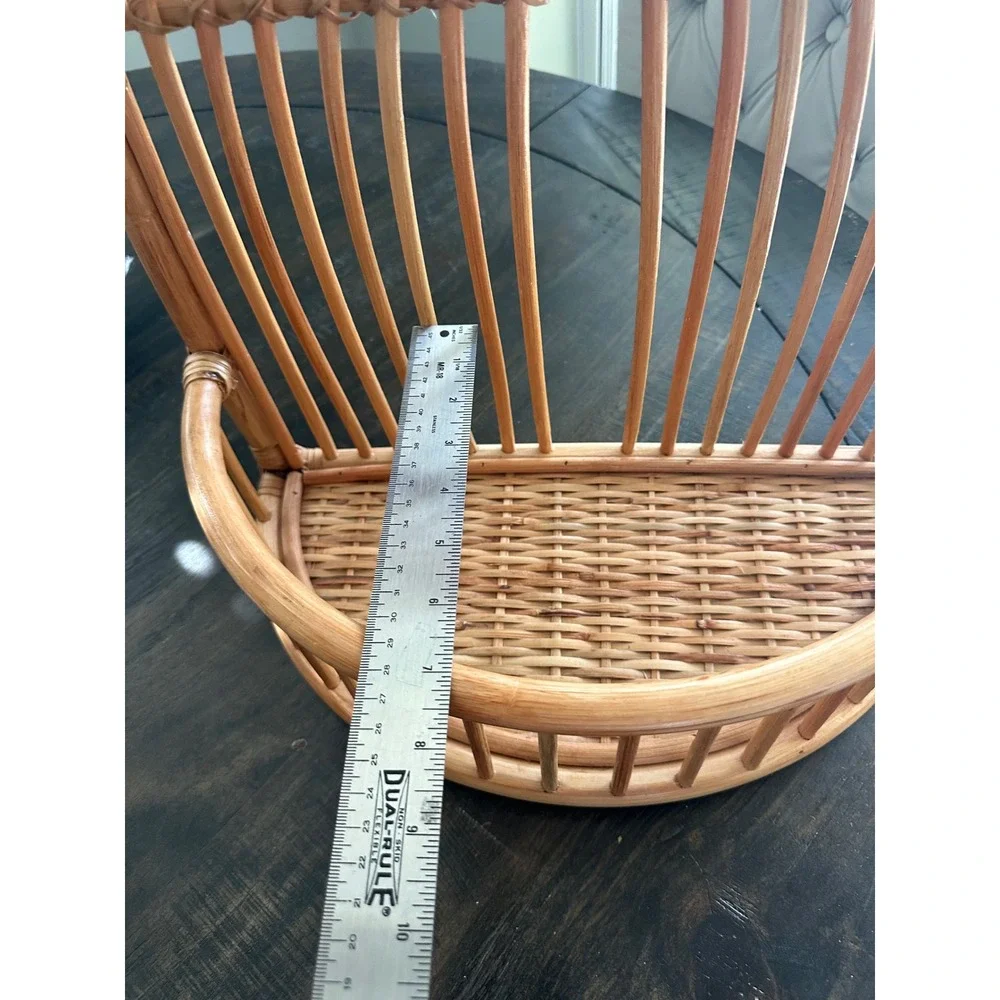 Vintage Boho Rattan Rainbow Wall Shelf Wicker Floating Nursery Decor Arch EUC
